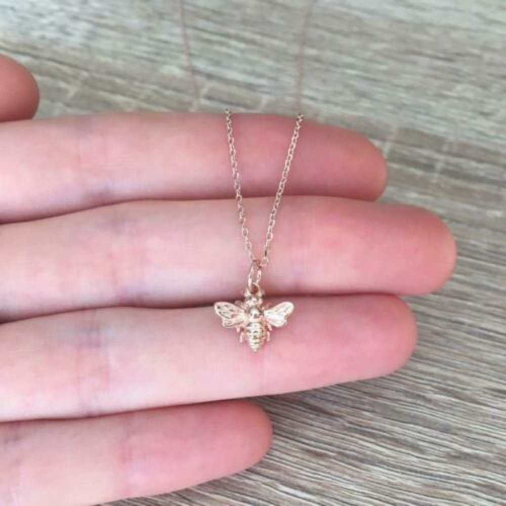 New Gold Bumble Bee Dainty Necklace - Picture 5 of 12